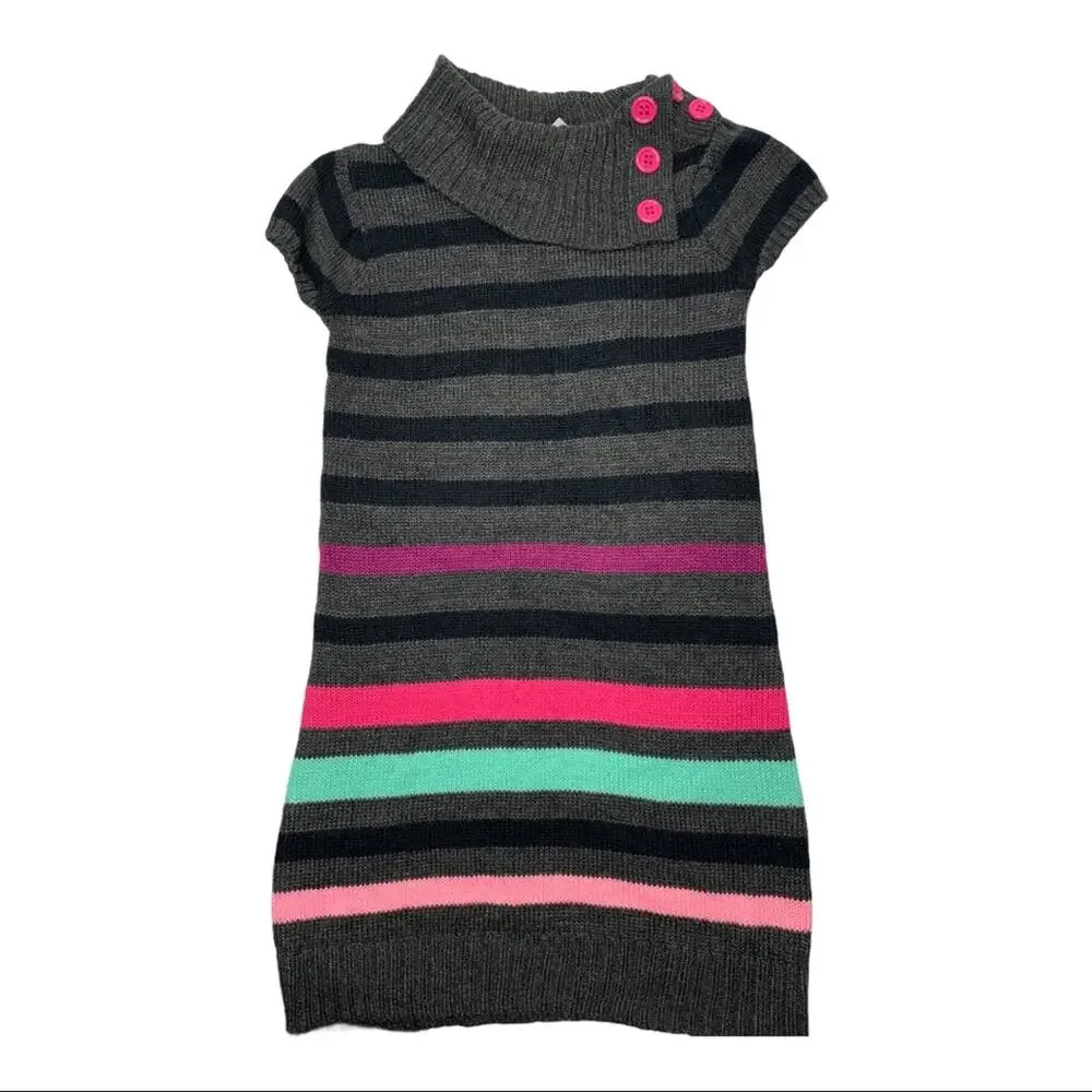 Girls Rule! 4 short sleeve stripe sweater dress